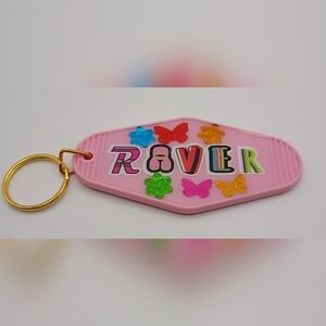 Motel Keychain Custom Retro Styled Pink Raver Keychain Keyring Bag Charm